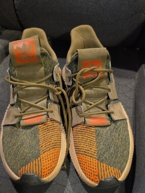 adidas Men’s Olive Green & Orange Knit Lace-Up Sneakers